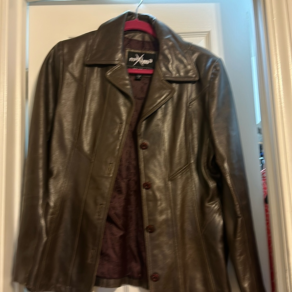 Chocolate vintage Wilson’s leather coat.